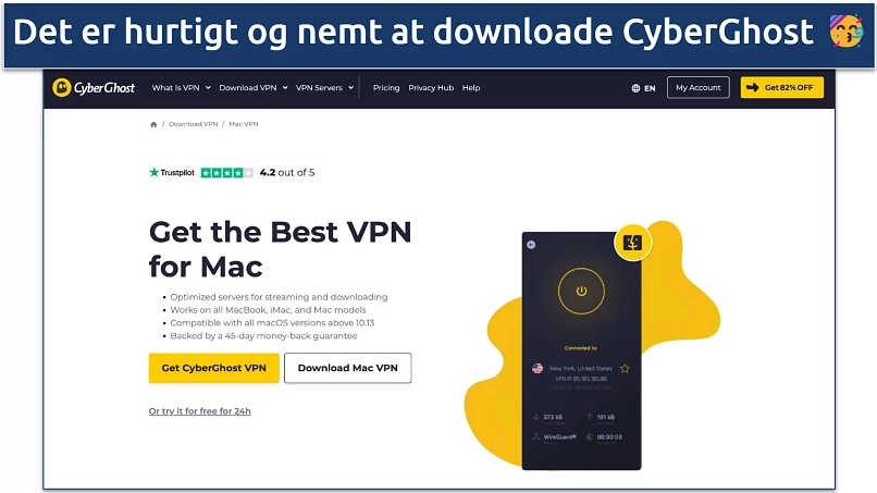 Screenshot of CyberGhost's page for its mac app